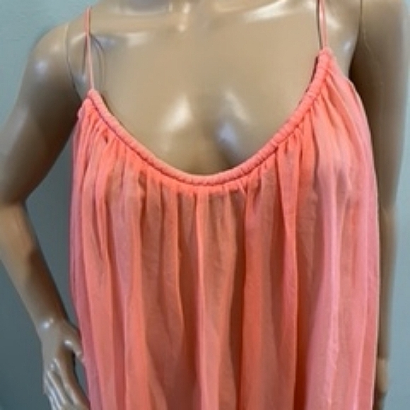 Elizabeth and James Sexy Coral Silk Spaghetti Strap Dress  Size M     NWT - Picture 3 of 13